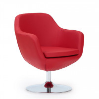 Manhattan Comfort AC028-RD Caisson Red and Polished Chrome Faux Leather Swivel Accent Chair